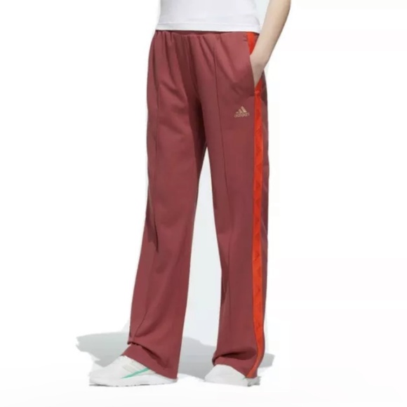 adidas Pants - Adidas Zoe Saldana Track Pants Legacy Red Size L Burgundy Orange NWT